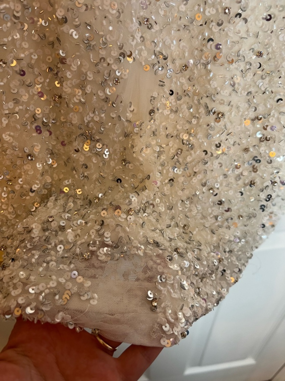 retrofete Dionne Sequin Dress in Silver & White - Picture 7 of 9